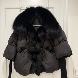 Women's Black Fur Collar Puffer Jacket